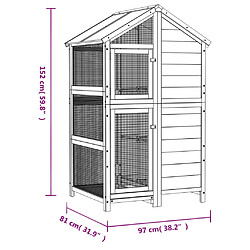 vidaXL Maison à oiseaux marron 97x81x152 cm bois massif de pin pas cher