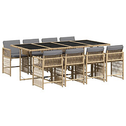 vidaXL Ensemble à manger de jardin et coussins 9 pcs mélange beige