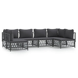 Maison Chic Salon de jardin 6 pcs avec coussins - Table et chaises d'extérieur - Mobilier/Meubles de jardin Moderne anthracite acier -MN54566