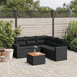 vidaXL Salon de jardin 6 pcs avec coussins noir résine tressée