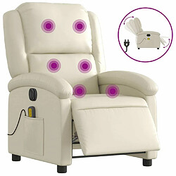 Maison Chic Fauteuil Relax pour salon, Fauteuil de massage inclinable électrique crème similicuir -GKD13318