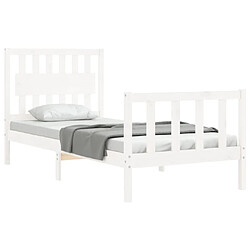 Avis Maison Chic Lit adulte - Cadre Structure de lit avec tête de lit Contemporain blanc simple bois massif -MN78994