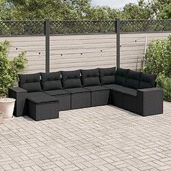 Maison Chic Salon de jardin 8 pcs avec coussins | Ensemble de Table et chaises | Mobilier d'Extérieur noir résine tressée -GKD97268