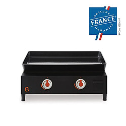 Plancha au gaz Saverio Acier 2 Feux - BRASERO - Plaque en fonte 60 x 52 cm - Fabrication Française - Noir