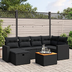 Maison Chic Ensemble Tables et chaises d'extérieur 7pcs avec coussins,Salon de jardin noir résine tressée -GKD217726