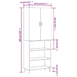 vidaXL Buffet haut Chêne sonoma 69,5x34x180 cm Bois d'ingénierie pas cher