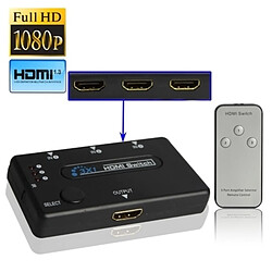 Wewoo Switch HDMI noir Commutateur HDMI à 3 ports avec amplificateur, version 1.3, avec télécommande