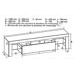 Acheter Dusine Meuble TV SPIDER à LED en Blanc MAT avec porte Noir Laqué 130 cm