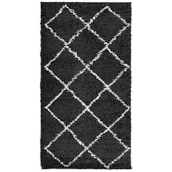 vidaXL Tapis shaggy à poils longs moderne noir et crème 60x110 cm