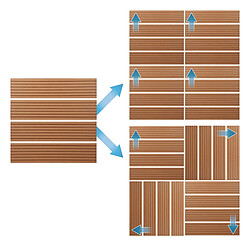 Ecd Germany 11x Dalles de terrasse 30x30cm 1m² carrelage revêtement de sol marron clair WPC pas cher