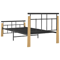 Maison Chic Lit adulte - Lit simple Cadre de lit,Structure du lit Contemporain Métal et bois de chêne massif 100x200 cm -MN66594 pas cher