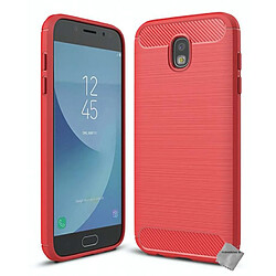 Htdmobiles Coque silicone gel carbone pour Samsung Galaxy J7 (2017) + film ecran - ROUGE