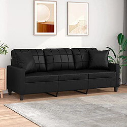 Maison Chic Canapé 3 places avec oreillers,Sofa de Salon,Canapé droit décoratifs noir 180cm similicuir -GKD501560