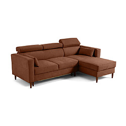 Bestmobilier Alicante - canapé d'angle réversible convertible avec têtières - coffre - 4 places - en tissu texturé Alicante - canapé d'angle réversible convertible avec têtières - coffre - 4 places - en tissu texturé - Terracotta