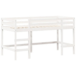 Acheter Vidaxl Lit superposé et échelle et toit blanc 80x200cm bois pin massif