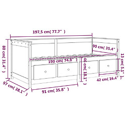 vidaXL Lit de jour sans matelas 90x190 cm bois de pin massif pas cher