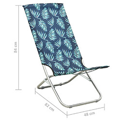 vidaXL Chaises de plage pliables lot de 2 Motif de feuilles Tissu pas cher