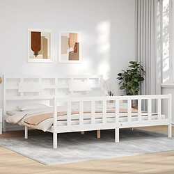 Acheter Maison Chic Lit adulte - Cadre Structure de lit avec tête de lit Contemporain blanc 200x200 cm bois massif -MN17267