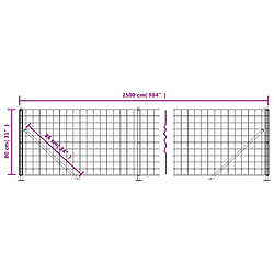 vidaXL Clôture en treillis métallique avec bride anthracite 0,8x25 m pas cher