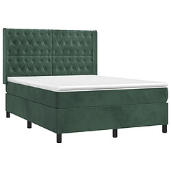 Avis Maison Chic Lit adulte- Lit + matelas,Sommier à lattes de lit et matelas Vert foncé 140x200cm Velours -GKD33813