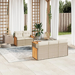 vidaXL Salon de jardin avec coussins 6 pcs beige résine tressée