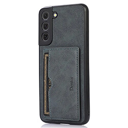 Coque en TPU + PU avec béquille et porte-carte gris foncé pour votre Samsung Galaxy S22 5G