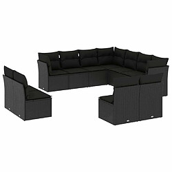 Maison Chic Salon de jardin 11 pcs avec coussins | Ensemble de Table et chaises | Mobilier d'Extérieur noir résine tressée -GKD11469