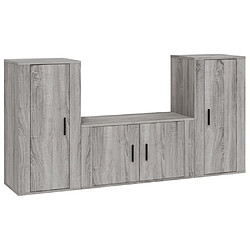 vidaXL Ensemble de meubles TV 3 pcs Sonoma gris Bois d'ingénierie