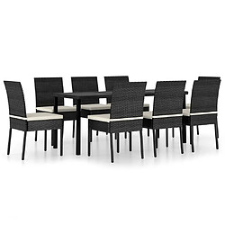 Salle à manger de jardin 9 pcs,Table et chaise à dîner Résine tressée Noir -MN23249