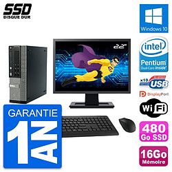 PC Dell 990 OptiPlex SFF Ecran 22" Intel G840 RAM 16Go SSD 480Go Windows 10 Wifi - Occasion