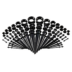 50pcs 14G-00G Joints Toriques Acryliques Bouchons Et Tunnels En Silicone Noir