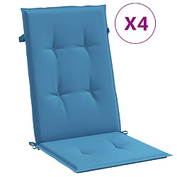 vidaXL Coussins de chaise à dossier haut lot de 4 bleu mélangé tissu