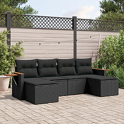 Maison Chic Salon de jardin 6 pcs avec coussins | Ensemble de Table et chaises | Mobilier d'Extérieur noir résine tressée -GKD76973