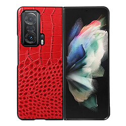 Coque en TPU + cuir véritable texture croco rouge pour votre Honor Magic V