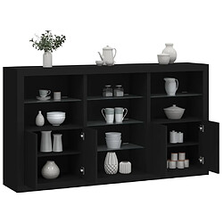 Maison Chic Commode Buffet - Meuble de rangement avec lumières LED noir 181,5x37x100 cm -GKD15260