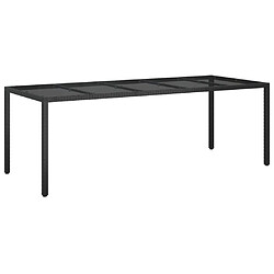 Maison Chic Table de jardin | Table d'extérieur Noir 250x100x75 cm Verre trempé et poly rotin -GKD49105