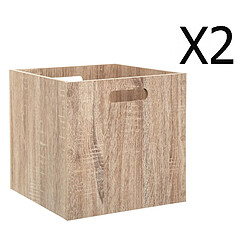 Lot de 2 Boites de rangement en bois Naturel - L. 30.5 x P. 30.5 x H. 30.5 cm -PEGANE-