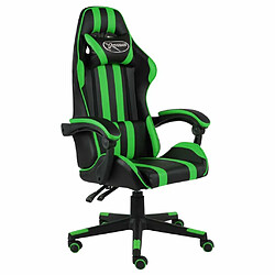 Maison Chic Fauteuil de jeux vidéo,Fauteuil Gamer du Bureau Noir et vert Similicuir -MN13681