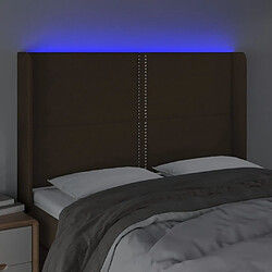 Acheter Maison Chic Tête de lit scandinave à LED,meuble de chambre Marron foncé 147x16x118/128 cm Tissu -MN24473