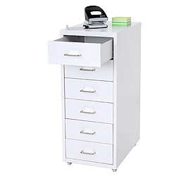 Avis Decoshop26 Caisson à tiroirs rangement bureau sur roulettes 69x28x41cm 6 tiroirs en acier blanc 04_0004357