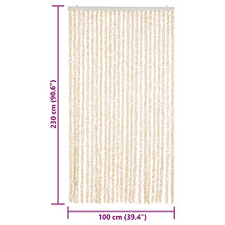 vidaXL Rideau anti-mouches beige et blanc 100x230 cm chenille pas cher