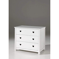 Avis Mes Commode 3 tiroirs 90x50x85,1 cm en pin blanc - AMORENA