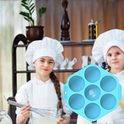 Acheter Moule De Cuisson Au Chocolat Semi-sphérique à 7 Trous Pour Faire Des Bombes De Chocolat Chaud Bleu