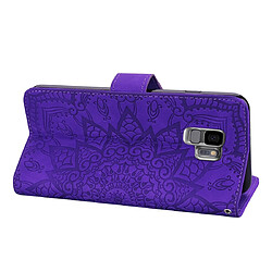 Acheter Wewoo Coque Étui en cuir estampé à double rabat avec motif pour mollet et fentes cartes et portefeuille Galaxy S9 violet