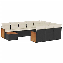 Maison Chic Salon de jardin 11 pcs avec coussins | Ensemble de Table et chaises | Mobilier d'Extérieur noir résine tressée -GKD45204