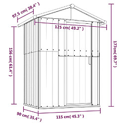 Helloshop26 Abri de jardin cabane cabanon maison de stockage remise extérieur hangar outils robuste 126 x 97,5 x 177 cm acier galvanisé vert 02_0022345 pas cher