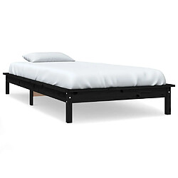 Maison Chic Lit adulte - Lit simple Cadre de lit,Structure du lit Contemporain Noir 100x200 cm Bois de pin massif -MN91809