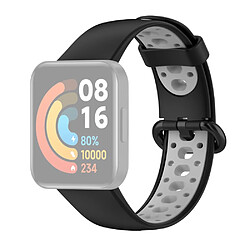 Bracelet en silicone bicolore, sangle respirante, noir/gris pour votre Xiaomi Redmi Watch 2