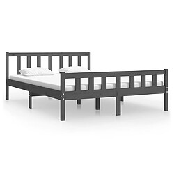 vidaXL Cadre de lit sans matelas gris bois massif 140x190 cm