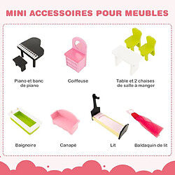 Acheter Helloshop26 Maison de poupée en bois à 3 etages avec 5 pièces et ascenseur et escalier rotatif maison avec autocollants & 10 meubles pour enfants de 3 ans+ rose 20_0006742